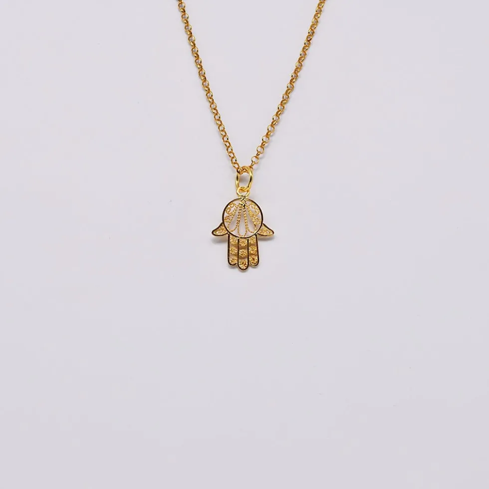 Mão de Fátima I Pendentif en argent doré - 2.5cm