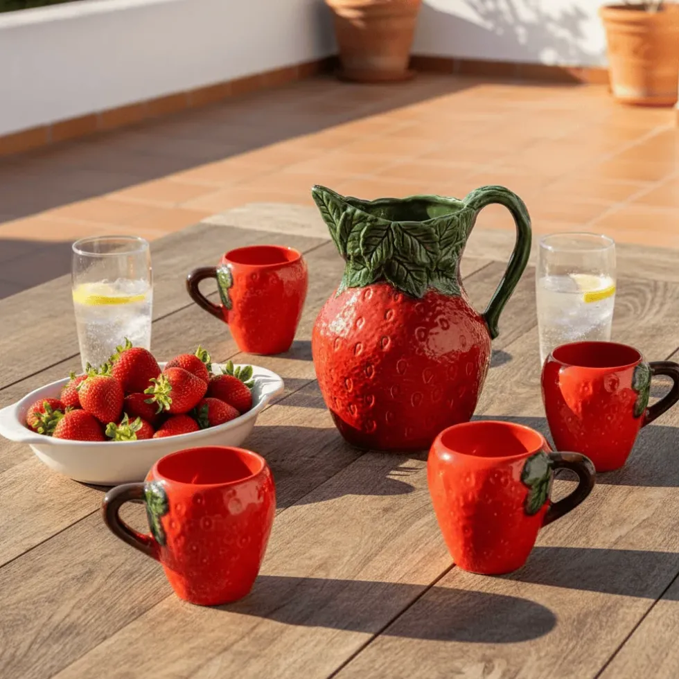 Mug en céramique en forme de fraise