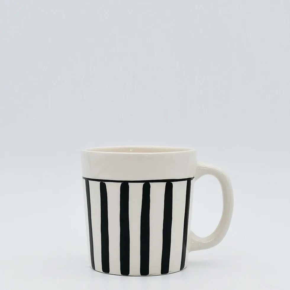 Mug rayé rayé "Costa Nova Mar" - Noir