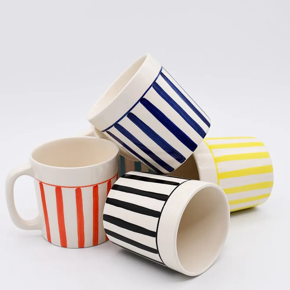 Mug rayé rayé "Costa Nova Mar" - Noir