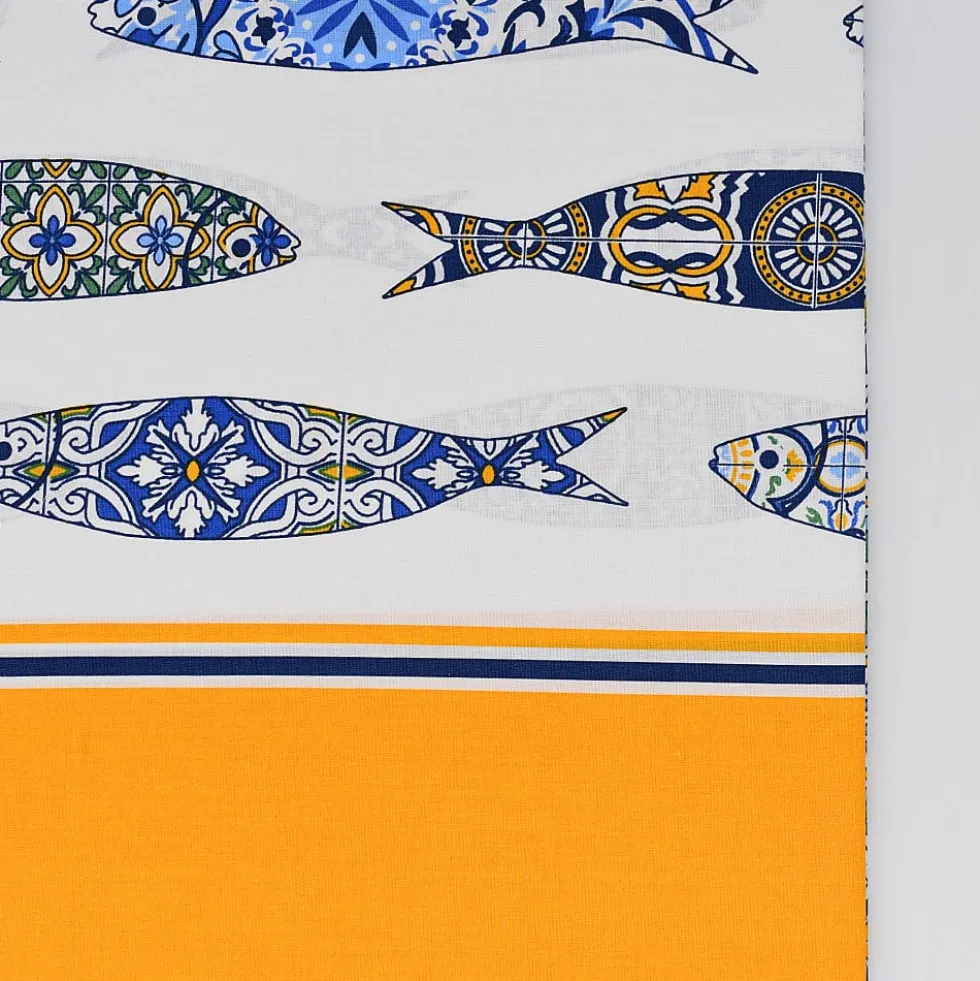 Nappe en coton "Sardinha" - Jaune