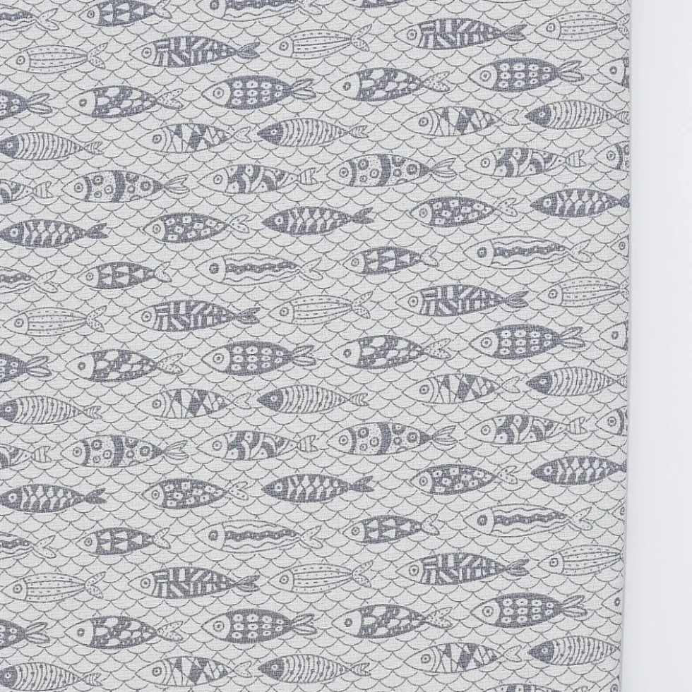Nappe en coton "Sardinhas" - Gris