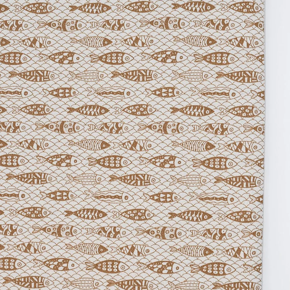 Nappe en coton "Sardinhas" - Marron