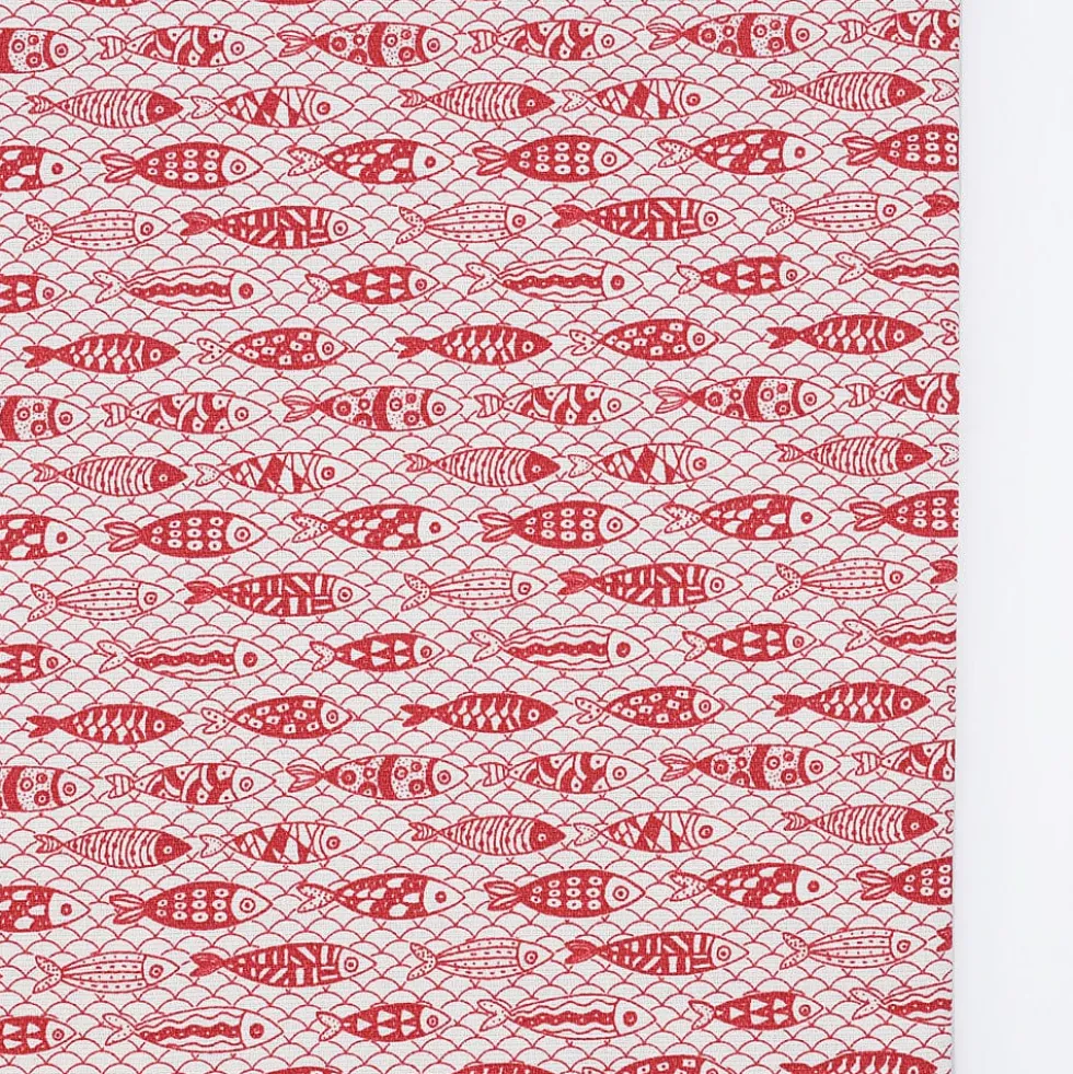 Nappe en coton "Sardinhas" - Rouge