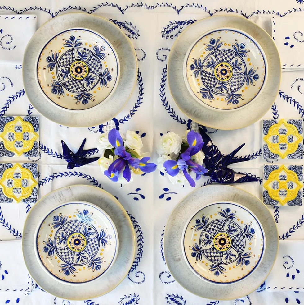 Nappe en coton "Viana" - Bleue