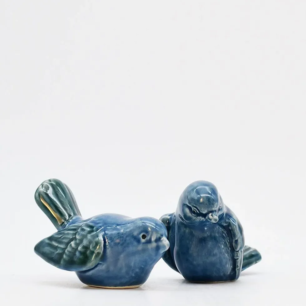 Paire d'oiseaux en céramique - Bleu