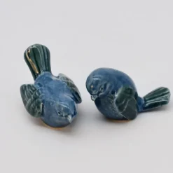 Paire d'oiseaux en céramique - Bleu
