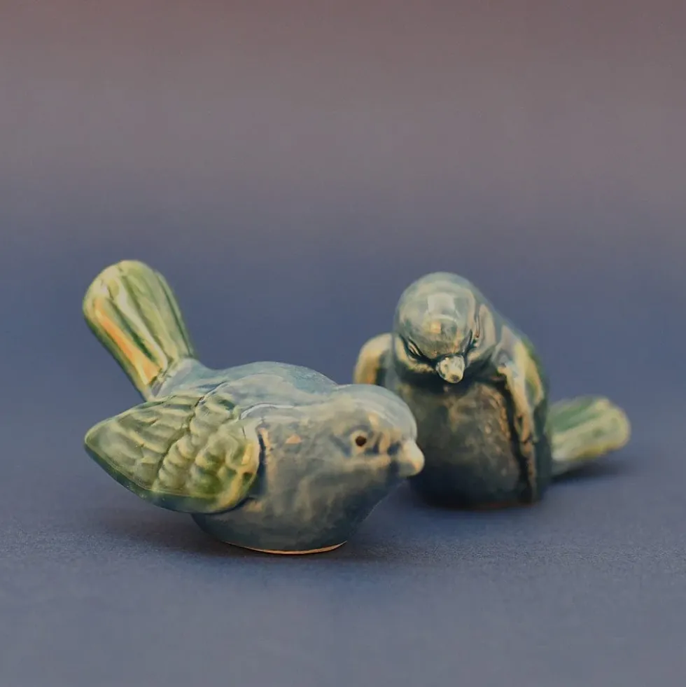 Paire d'oiseaux en céramique - Bleu
