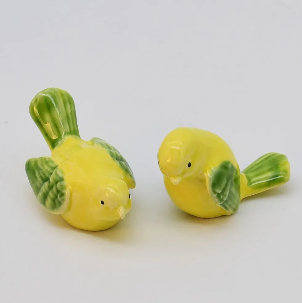 Paire d'oiseaux en céramique - Jaune