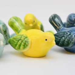 Paire d'oiseaux en céramique - Jaune