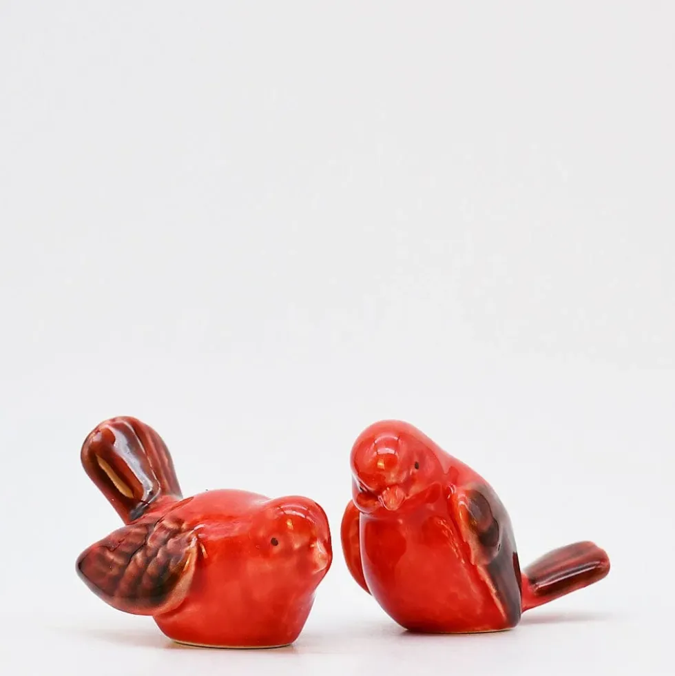 Paire d'oiseaux en céramique - Rouge