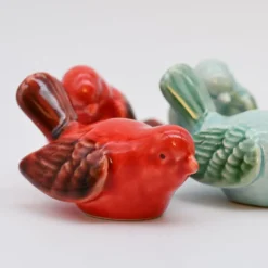 Paire d'oiseaux en céramique - Rouge