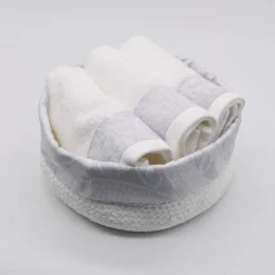 Panier en coton à parements gris