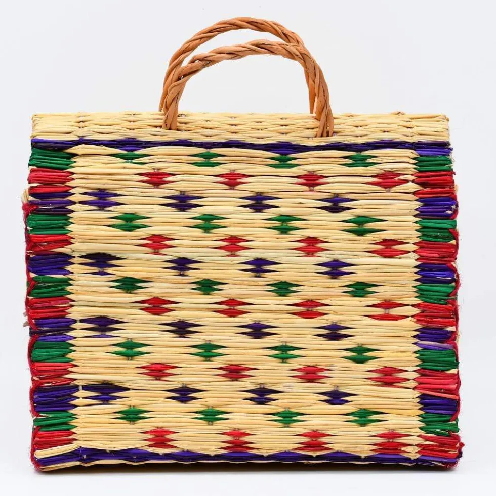 Panier en jonc 30cm - Multicolore
