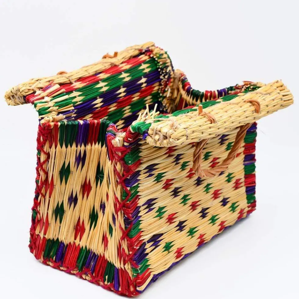 Panier en jonc 30cm - Multicolore