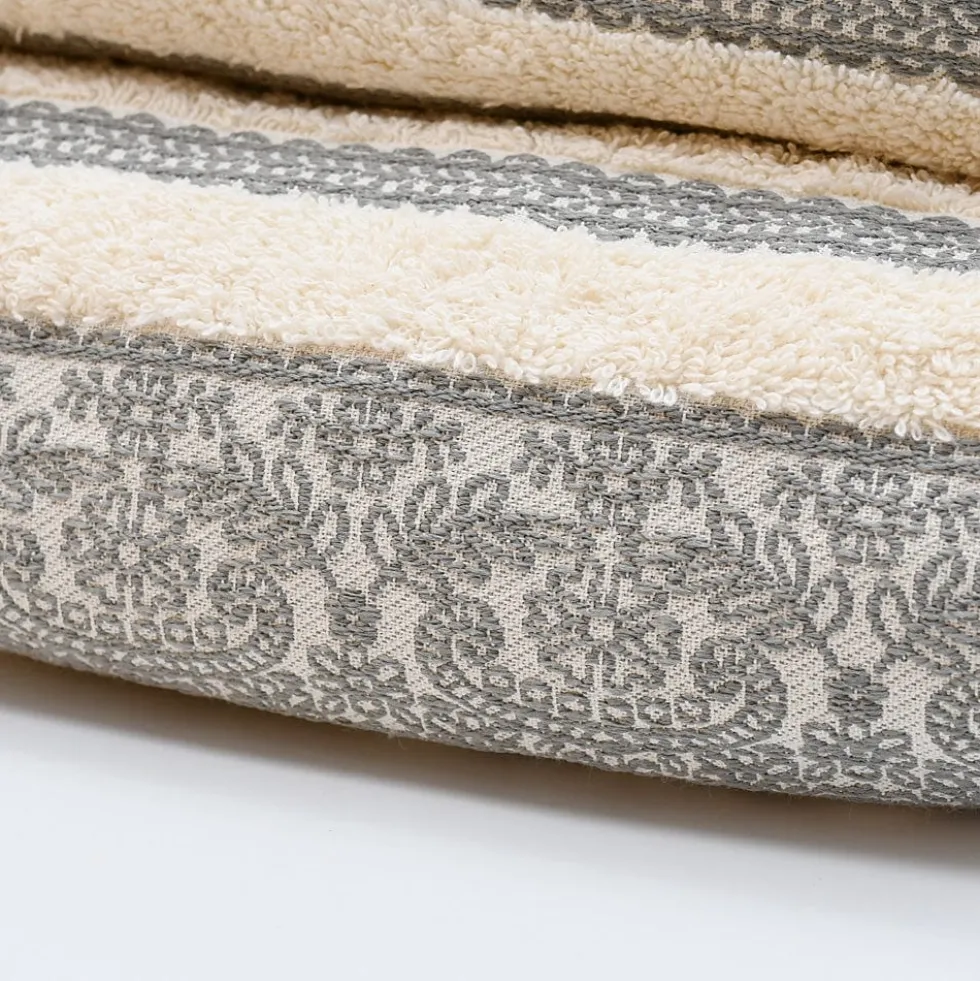 Parure de bain 3 pièces - Beige et gris