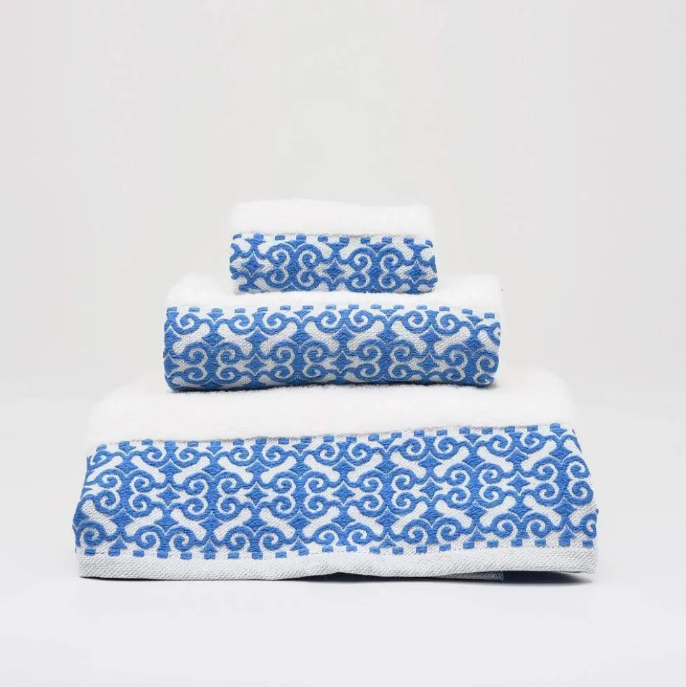 Parure de bain 3 pièces - Blanc et bleu