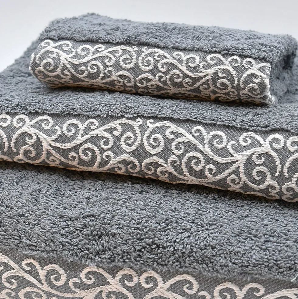 Parure de bain 3 pièces - Gris et blanc