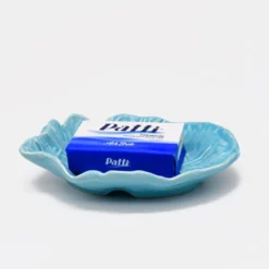 Petite assiette en céramique en forme de feuille de chou - Turquoise