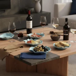 Petite assiette en céramique en forme de feuille de chou - Turquoise