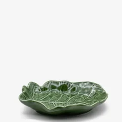 Petite assiette en en céramique en forme de feuille de chou - Verte