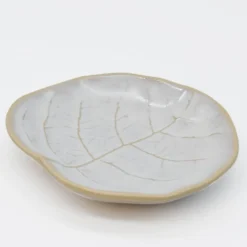 Petite assiette en grès en forme de chou 13cm - Blanc