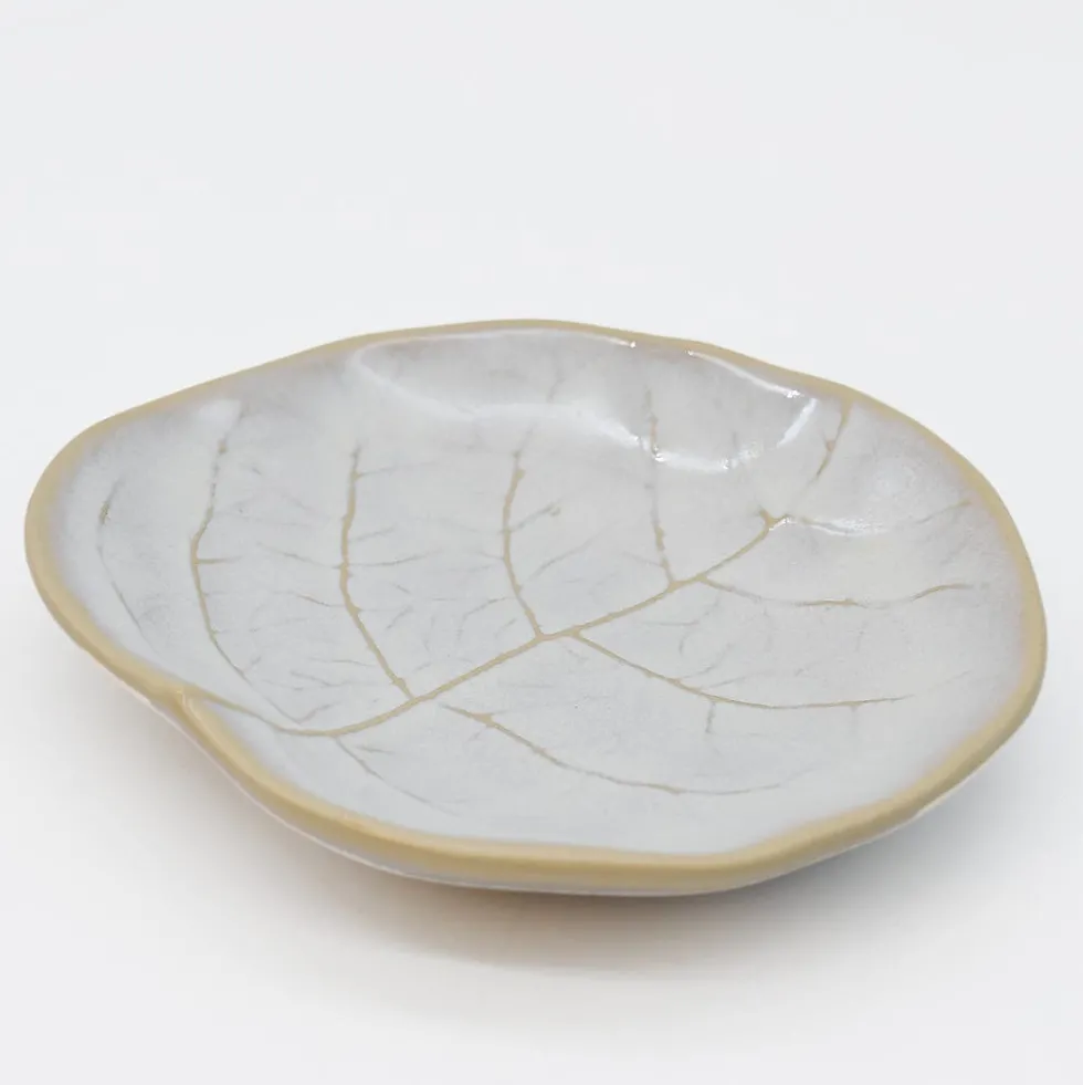 Petite assiette en grès en forme de chou 13cm - Blanc