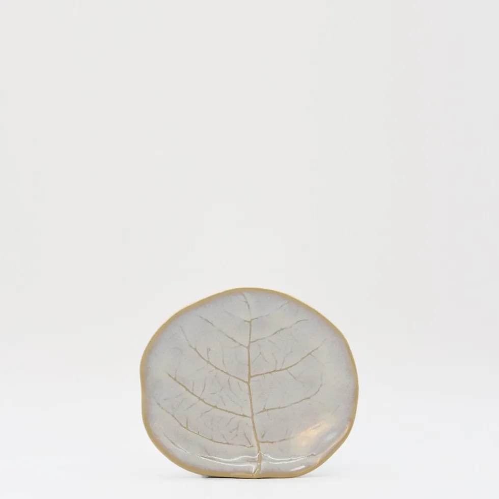 Petite assiette en grès en forme de chou 13cm - Blanc