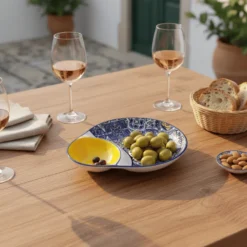 Petite assiette à olives en céramique "Azulejos" - Jaune