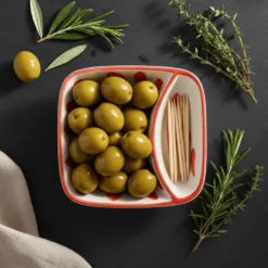 Petite assiette à olives en céramique "Andorinha" - Rouge