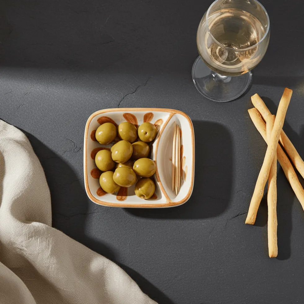 Petite assiette à olives en céramique "Andorinha" - Terracotta