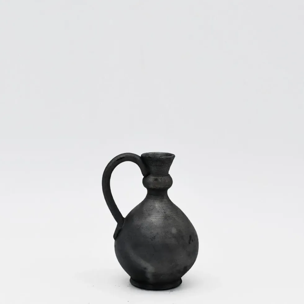 Petite cruche en terre cuite noire de Bisalhães - 13cm