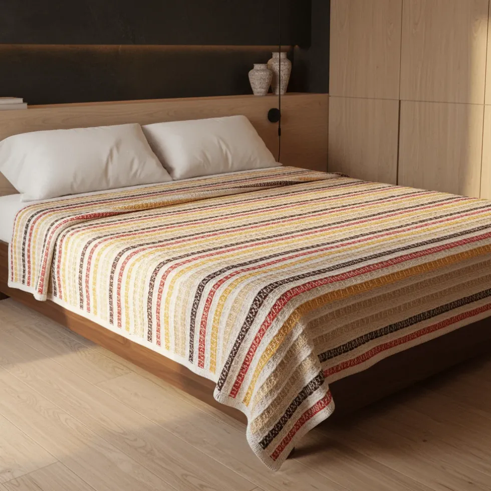 Plaid Couvre-lit en coton 240x200 - Marron