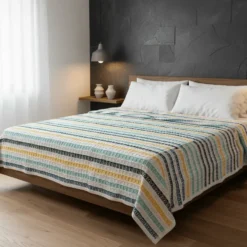 Plaid Couvre-lit en coton 240x200 - Turquoise