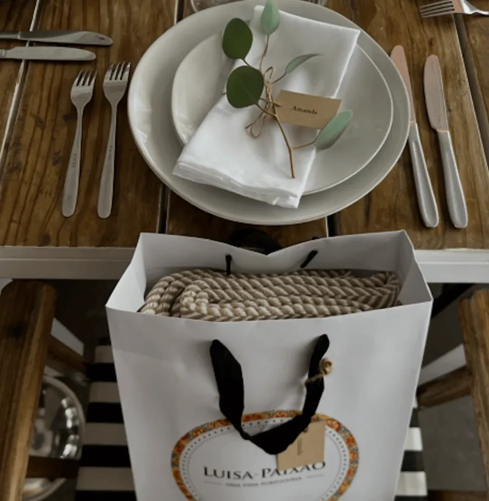 Plaid en coton "Chevrons" - Beige