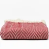 Plaid en coton "Chevrons" - Bordeaux