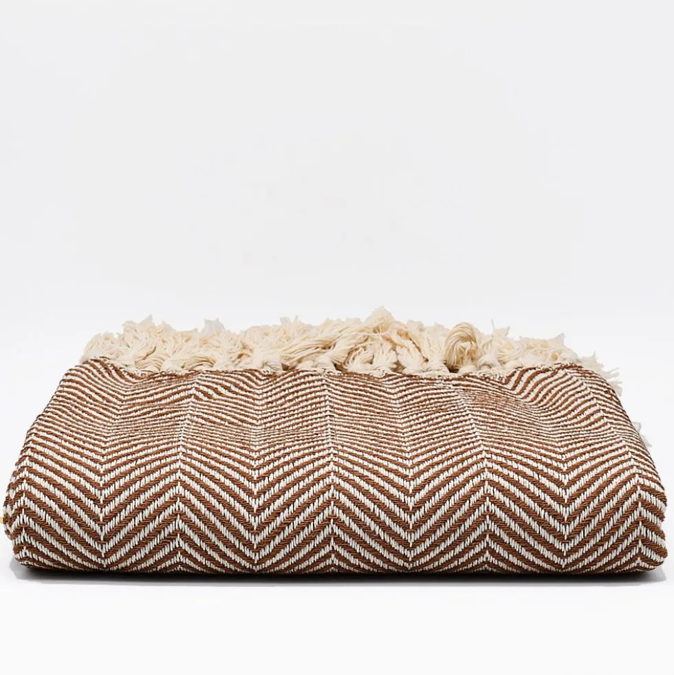 Plaid en coton "Chevrons" - Camel