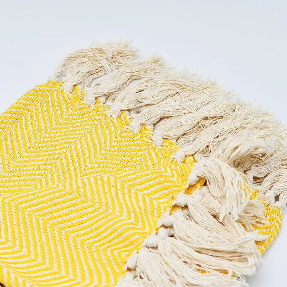 Plaid en coton "Chevrons" - Jaune