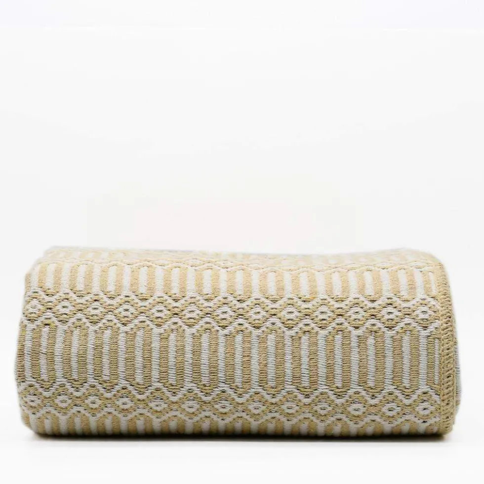 Plaid en coton "Hexa" - Beige