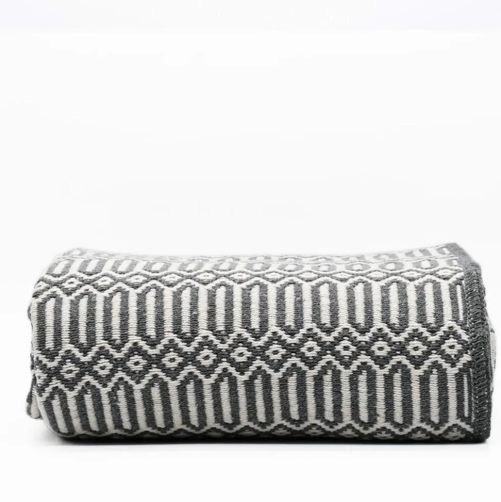 Plaid en coton "Hexa" - Gris
