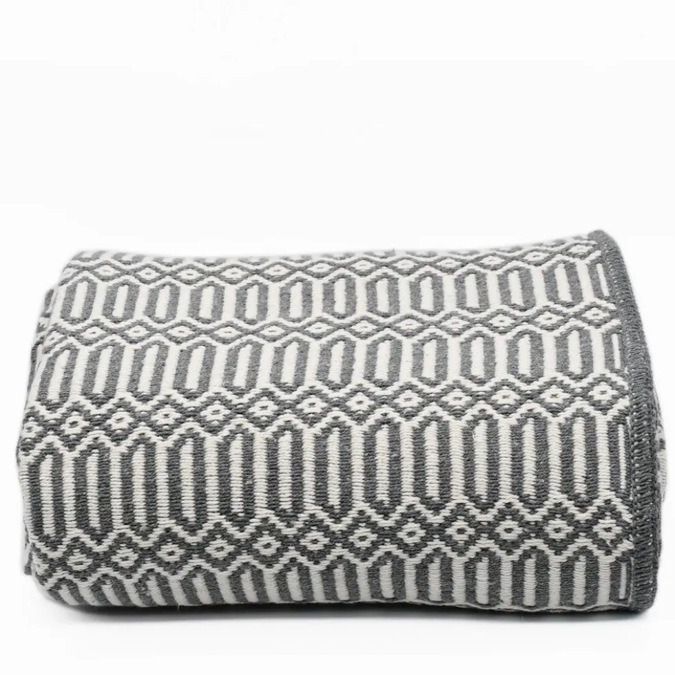 Plaid en coton "Hexa" - Gris