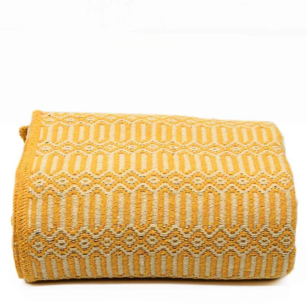 Plaid en coton "Hexa" - Ocre