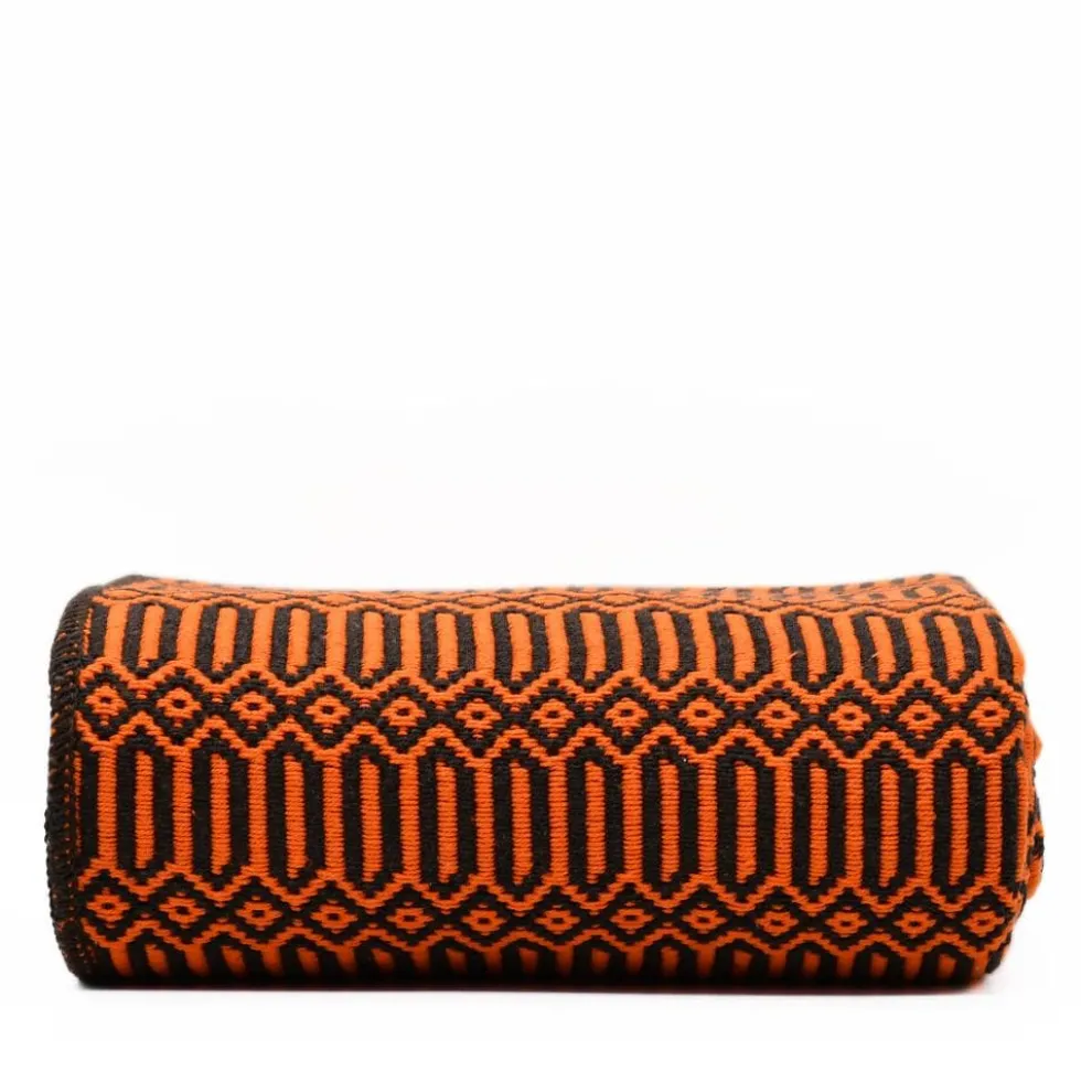Plaid en coton "Hexa" - Orange