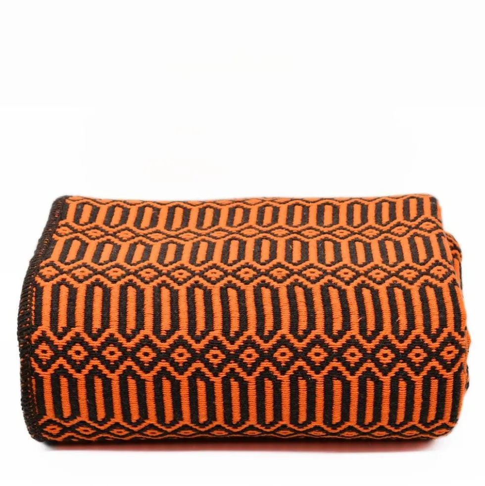 Plaid en coton "Hexa" - Orange