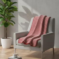 Plaid en coton "Hexa" - Rouge