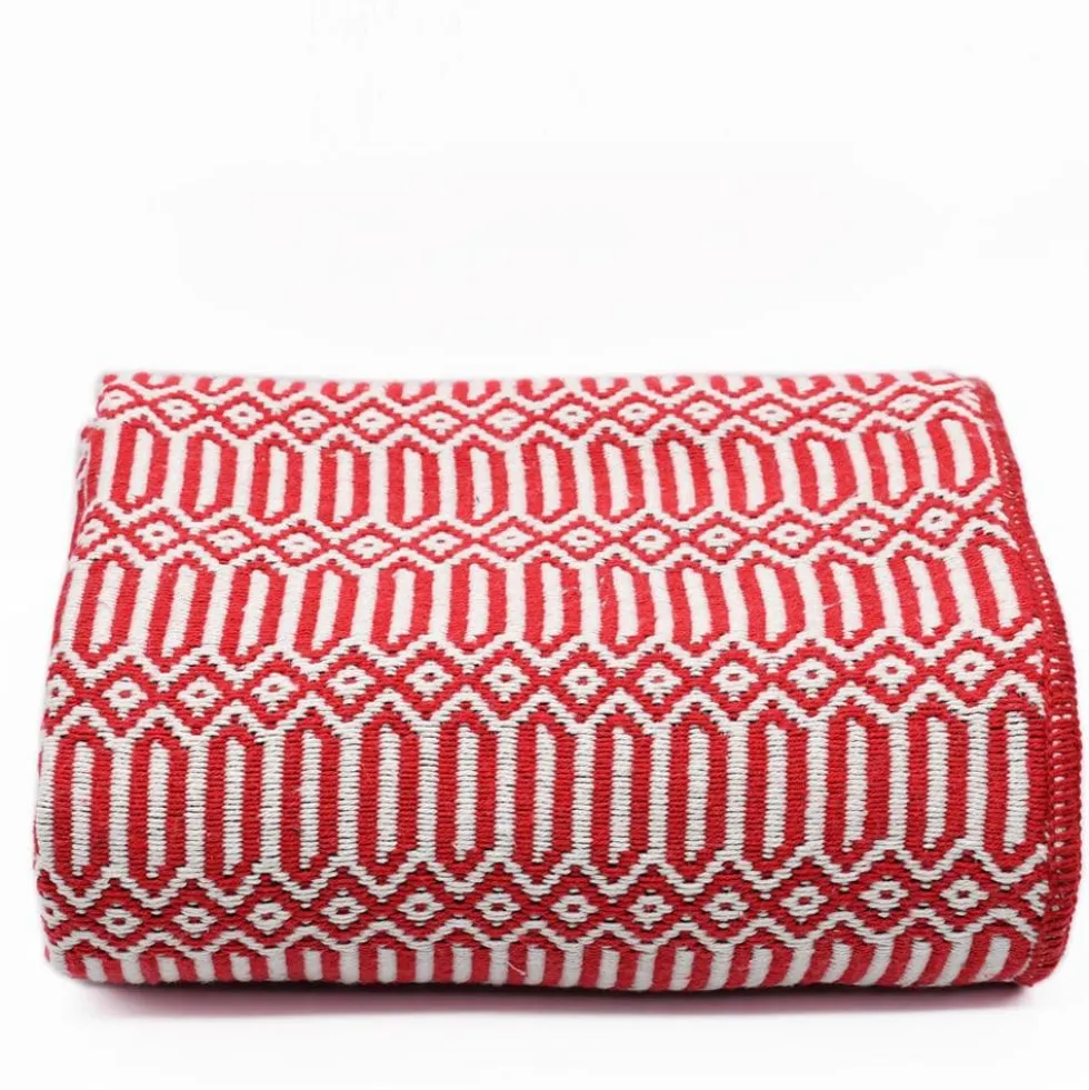 Plaid en coton "Hexa" - Rouge