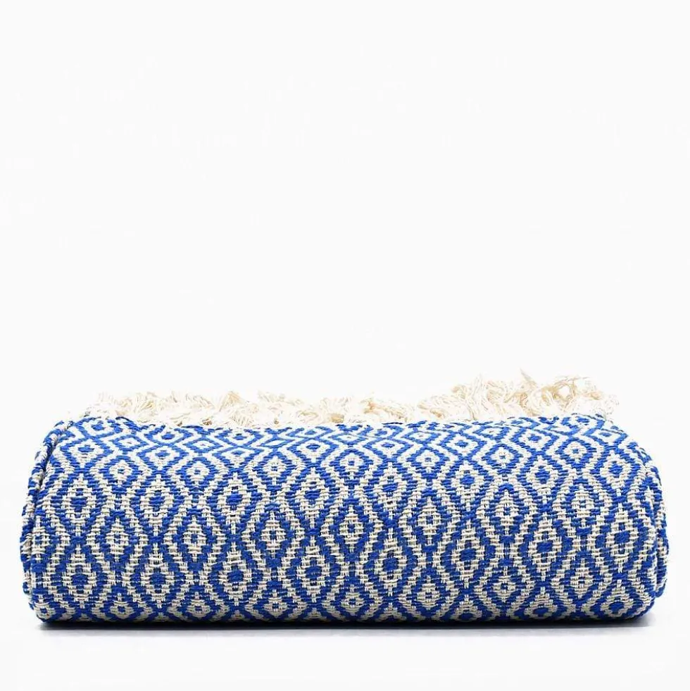 Plaid en coton "Losango" - Bleu Cobalt