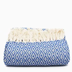 Plaid en coton "Losango" - Bleu Cobalt