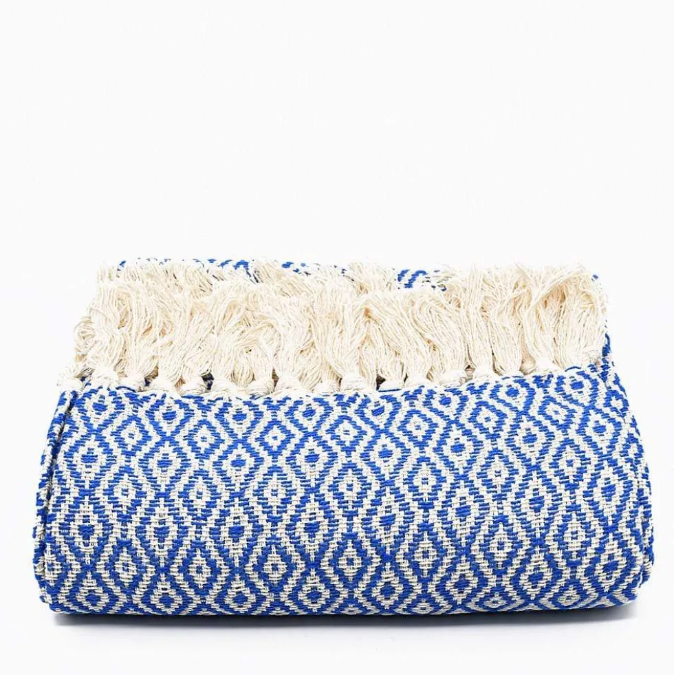 Plaid en coton "Losango" - Bleu Cobalt