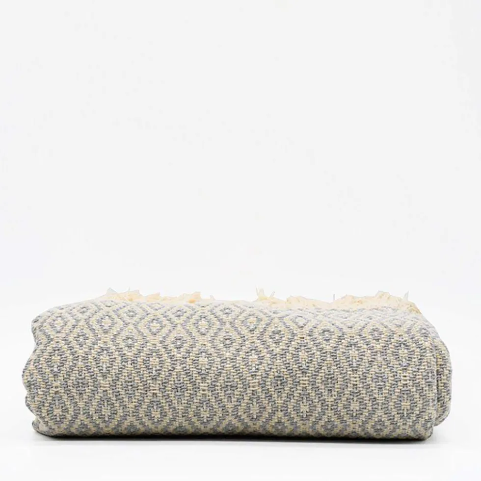 Plaid en coton "Losango" - Gris clair
